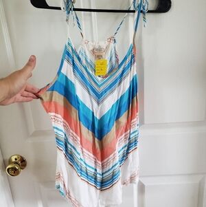 Y2K Tank. Arizona Jean Company Blue and Tan Striped Tank Top #68